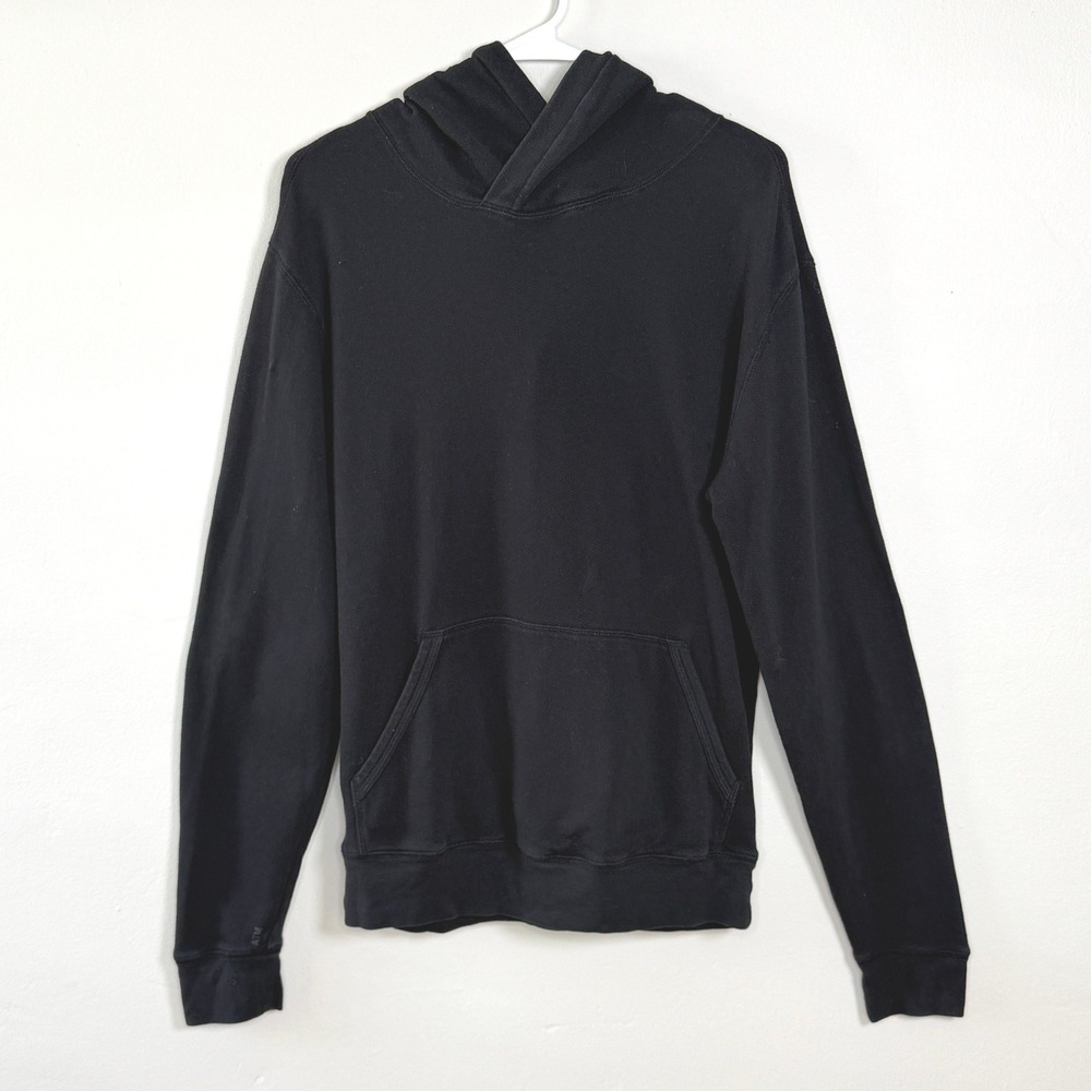 ATM Anthony Thomas Melillo Hoodie Black French Terry Minimalist Elbow Patch Sz M